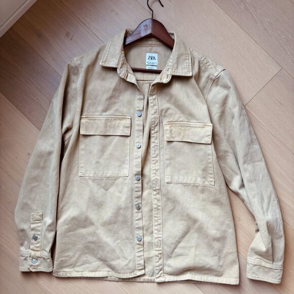 ZARA Men’s Relaxed Fit Overshirt – Tan / Camel – Size L - Picture 1 of 5